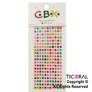 STICKERS STRASS AUTOADHESIVOS MULTICOLOR X 1 PLANCHA